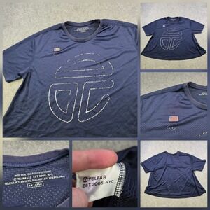 Telfar Shirt Mens 2XL Blue Mesh Short Sleeve Oversized Jersey Logo Flag Top